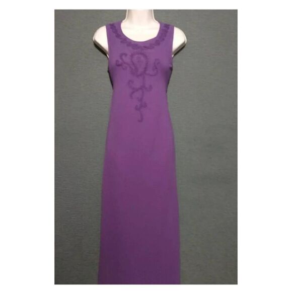 Lew Magram VINTAGE Women's Size Small Purple Embroidered 2 Piece Set Dress - Picture 4 of 10